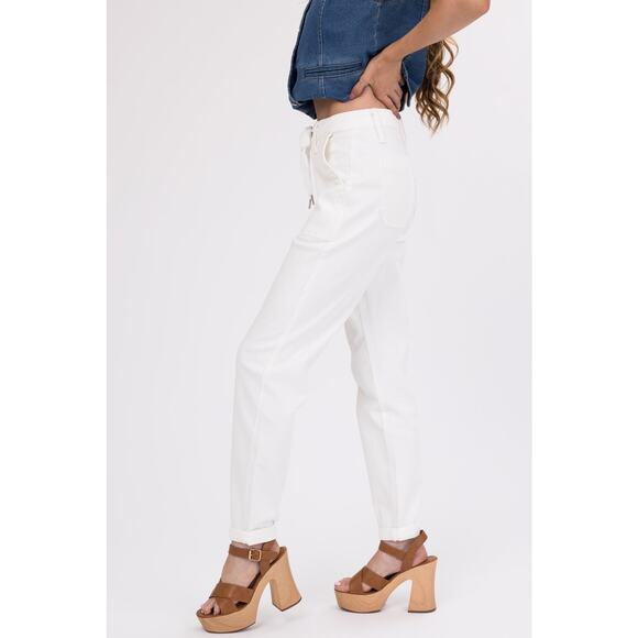 NWT Judy Blue Ivory Drawstring High Waist Jeans Sz 13/31 - Picture 4 of 13